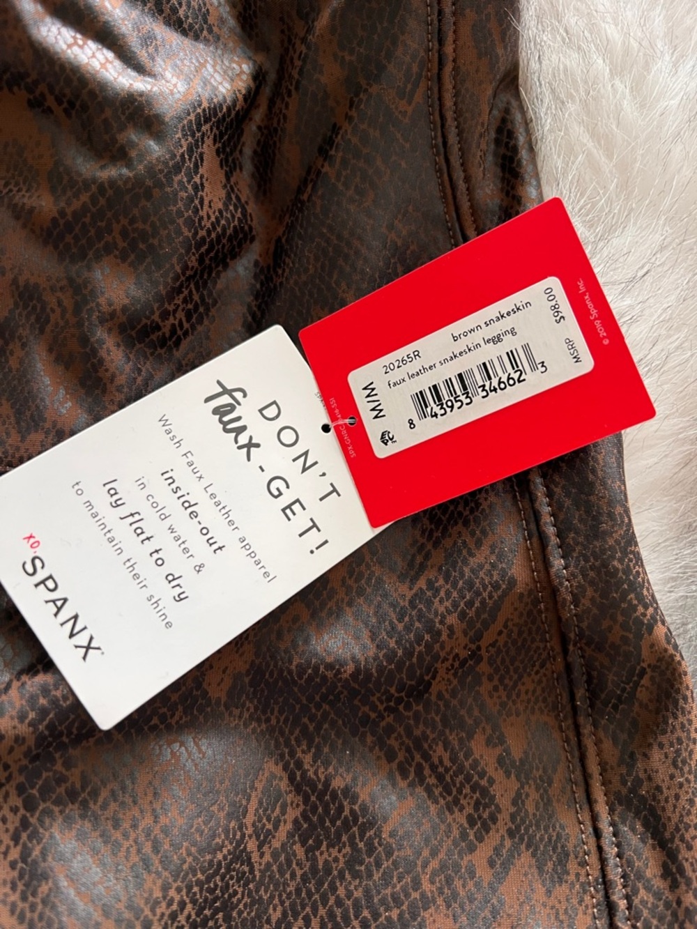 BNWT Spanx Brown Snakeprint Faux Leather Leggings - Picture 3 of 5